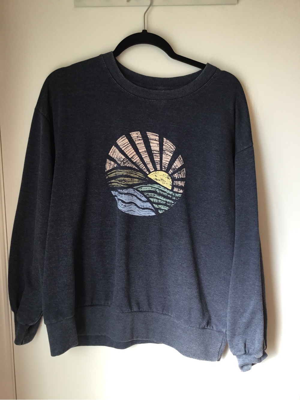 C&C California Charcoal Crewneck Sweatshirt with Sunset Graphic